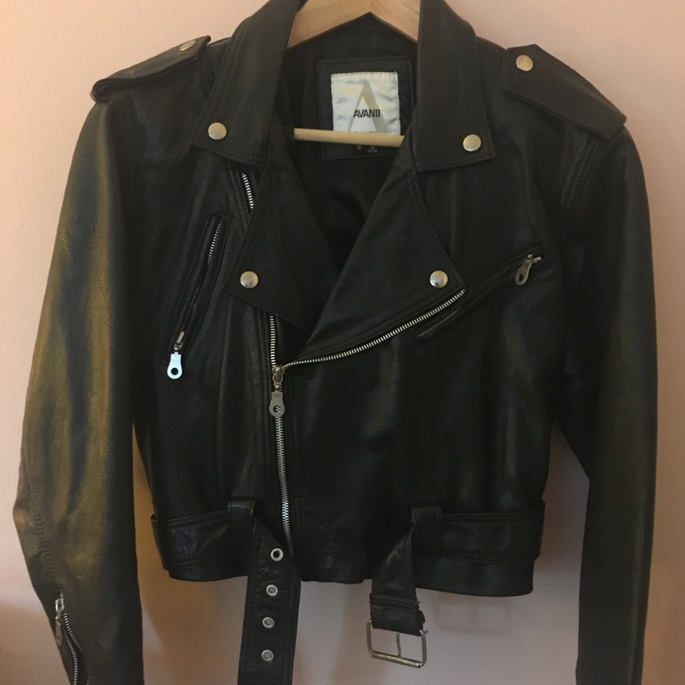 Avanti Black Leather Biker Jacket